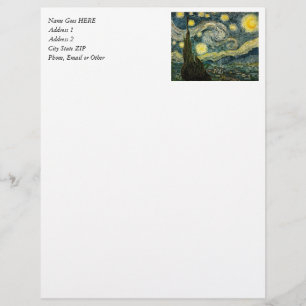 Vincent van Gogh's The Starry Night (1889) Personalised Letterhead
