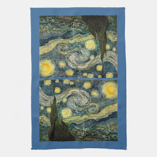 Vincent van Gogh's The Starry Night (1889) Tea Towel (Vertical)