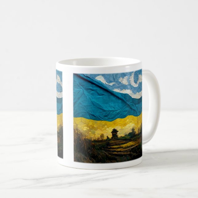 Vincent van Gogh's Ukrainian Flag Classic Mug, 11  Coffee Mug (Front Right)