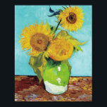 Vincent van Gogh's Vase with Three Sunflowers Poster<br><div class="desc">Step into the radiant world of Vincent van Gogh with this captivating masterpiece, 'Vase with Three Sunflowers.' Each brushstroke bursts with vibrant hues, illuminating the canvas with warmth and vitality. Van Gogh's genius shines through the delicate petals, capturing the essence of nature's beauty. Let this timeless artwork infuse your space...</div>