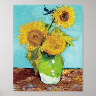 Vincent van Gogh's Vase with Three Sunflowers Poster