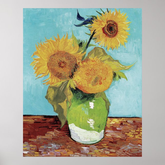 Vincent van Gogh's Vase with Three Sunflowers Poster (Front)