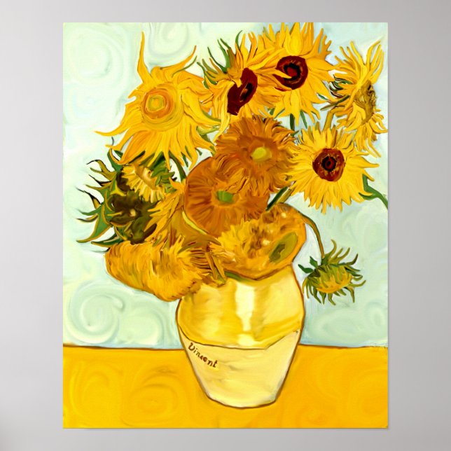 Vincent Van Gogh's Yellow Sunflower Painting 1888 Poster (Front)