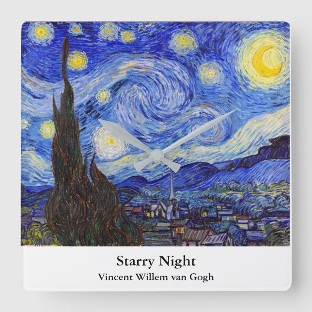 Vincent Willem van Gogh , “ Starry Night ” Square Wall Clock (Front)