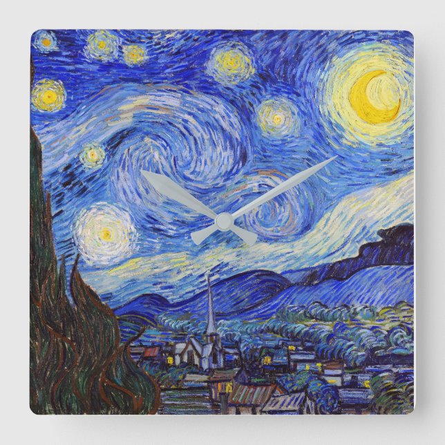 Vincent Willem van Gogh , “ Starry Night ” Square Wall Clock (Front)