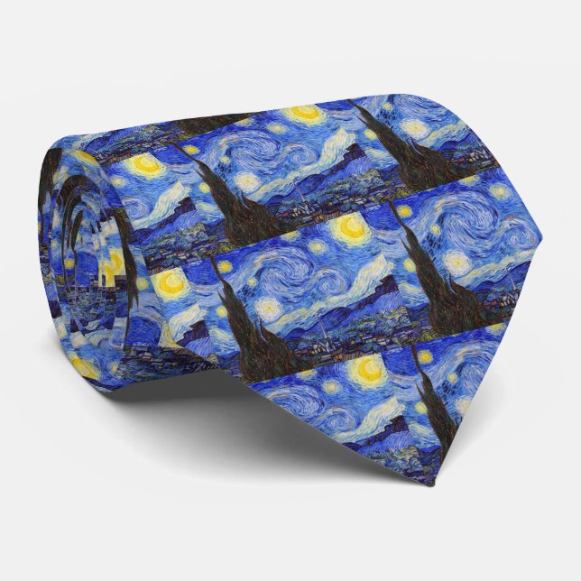 Vincent Willem van Gogh , "Starry Night" Tie (Rolled)