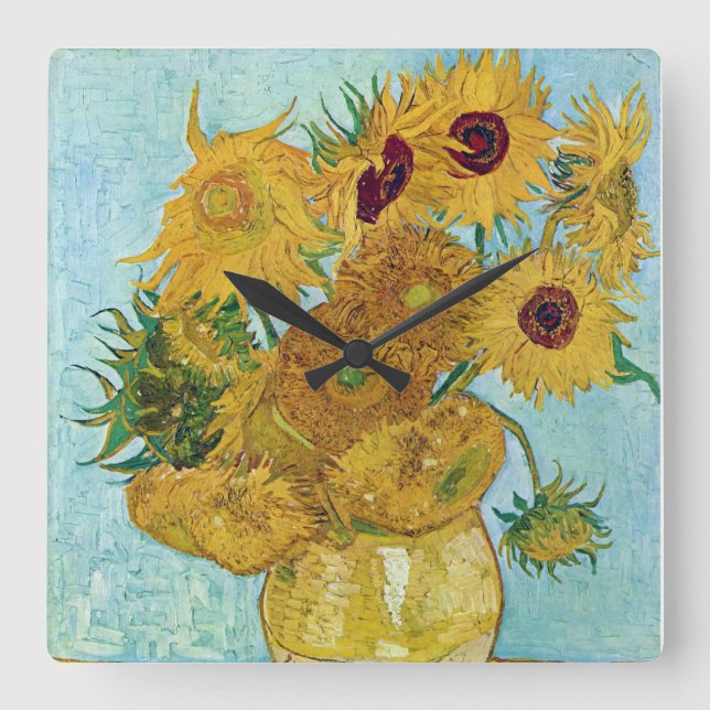Vincent Willem van Gogh , “ Sunflowers ” Square Wall Clock (Front)