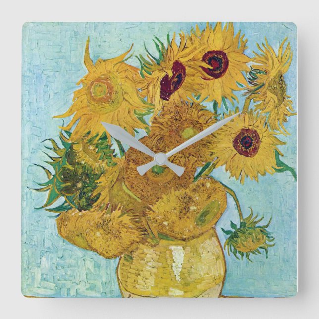 Vincent Willem van Gogh , "Sunflowers" Square Wall Clock (Front)