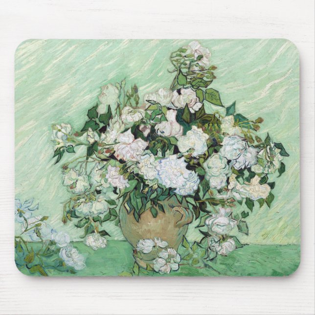 Vincent Willem van Gogh, Vase with Pink Roses Mouse Pad (Front)