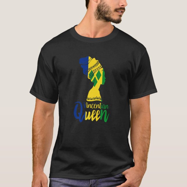 Vincentian Queen St Vincent Grenadines Flag Afro R T-Shirt (Front)