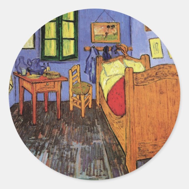 Vincent's Bedroom in Arles by Vincent van Gogh Classic Round Sticker (Front)