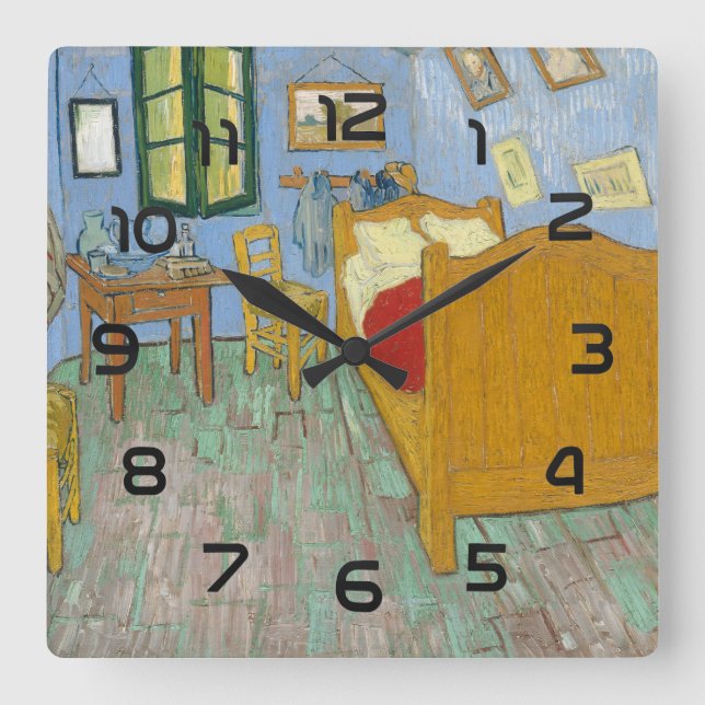 Vincent's Bedroom in Arles by Vincent van Gogh Square Wall Clock (Front)
