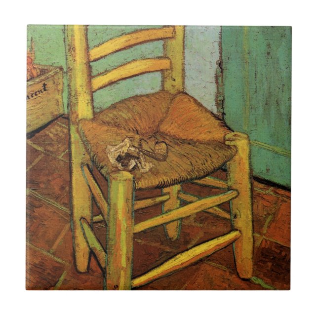 Vincent's Chair with His Pipe by Vincent van Gogh Ceramic Tile (Front)