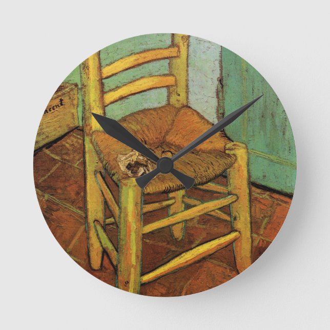 Vincent's Chair with His Pipe by Vincent van Gogh Round Clock (Front)