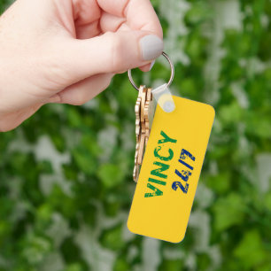Vincy Simple Quote with Green and Blue Text Key Ring
