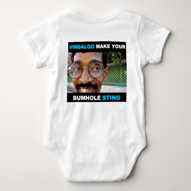 Vindaloo makes your bum hole sting babysuit baby bodysuit (Back)