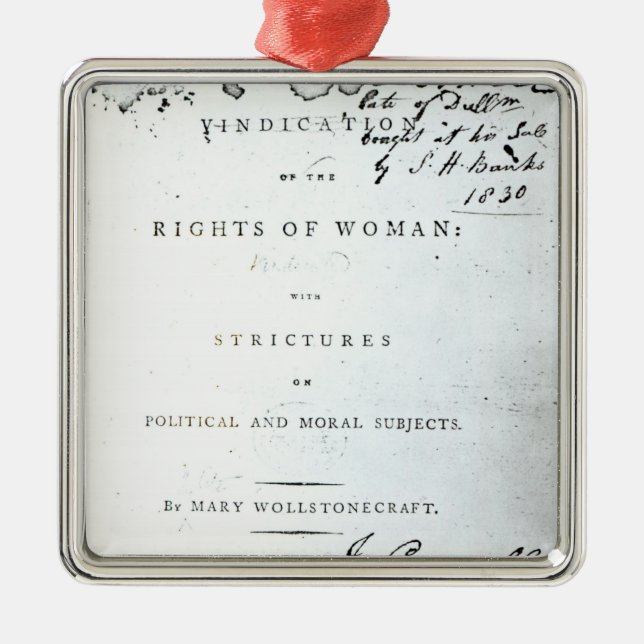 Vindication of the Rights of Woman' Metal Ornament (Front)