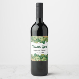 Vine and wood St. Patricks Day Thank you wedding Wine Label