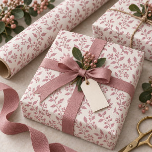 Vine & Berry Christmas Pattern Cranberry ID1337 Wrapping Paper