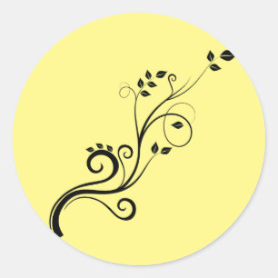 vine-branch-leaves-nature-trim classic round sticker