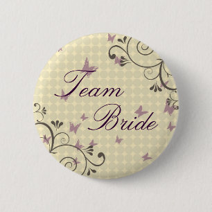 Vine & Butterfly Team Bride Button Cream