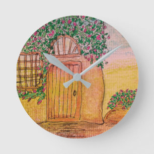 Vine-Covered Cottage Round Clock
