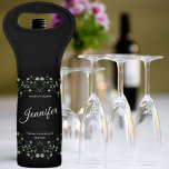 Vine Heart  Black Bridal Party Wine Bag<br><div class="desc">Elevate your gift presentation with our Black Wine Bag featuring vines of white flowers meeting to form a heart in the border design. Personalize this bag for a bridal party gift, making it a thoughtful and stylish addition to your wedding celebrations. Part of our FLOWERING HEART VINE collection, this wine...</div>