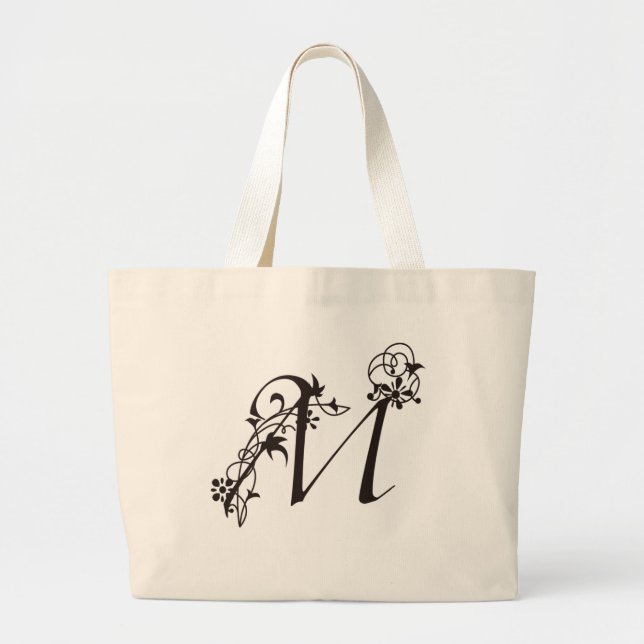 Vine Initial M Jumbo Tote Bag (Front)