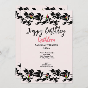 VINE ROSEBUD PHOTO HAPPY BIRTHDAY GREETING CARD