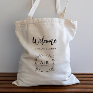 Vine Scroll Wedding Welcome Bag, Hotel Guest Tote Bag