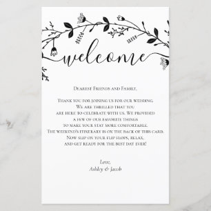 Vine Scroll Wedding Welcome Letter, Itinerary