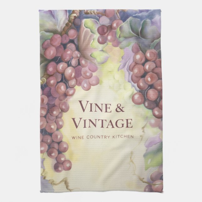 Vine & Vintage Grapes Luxe Tea Towel (Vertical)