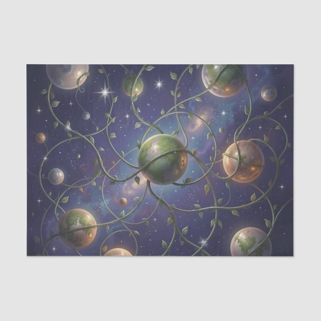  Vine Wrapped Planets Cosmic Tissue Paper (Front)