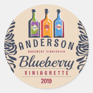 Vineger bottles fruit or herb flavoued vinaigrette classic round sticker