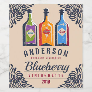 Vineger bottles fruit or herb flavoued vinaigrette wine label