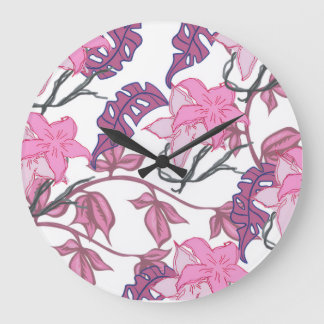 vines flowers purple large clock