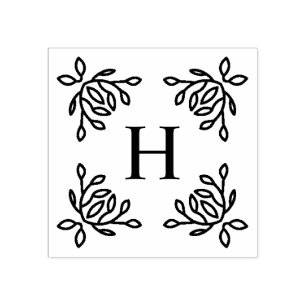 Vines Monogram Rubber Stamp
