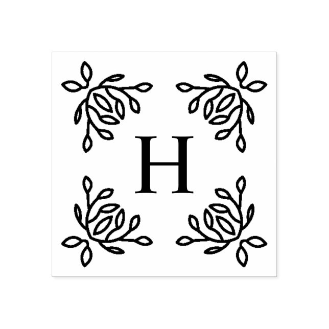 Vines Monogram Rubber Stamp (Imprint)