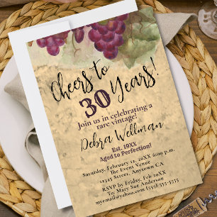 Vineyard 30th Birthday Cheers to 30 Years Wine Invitation