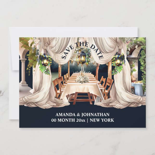 Vineyard al fresco dining chic winery outdoor  save the date (Front)