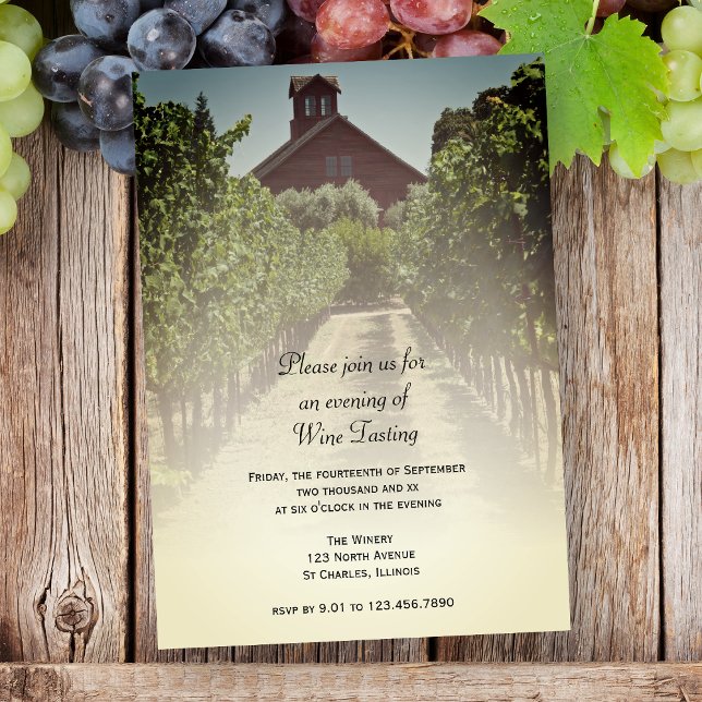 Vineyard and Barn Wine Tasting Party Invitation (Creator Uploaded)