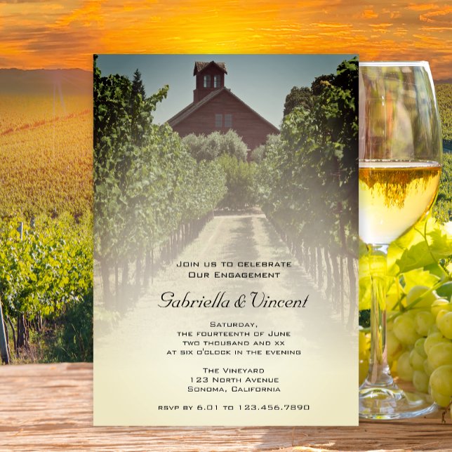 Vineyard and Red Barn Engagement Party Invitation (Creator Uploaded)