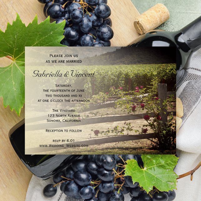 Vineyard and Rose Fence Wedding Invitation (Creator Uploaded)