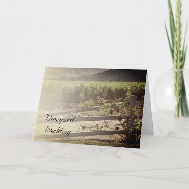 Vineyard and Rose Fence Wedding Save the Date Announcement (Front)