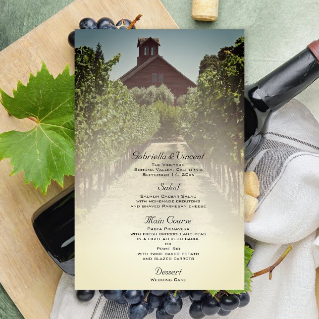 Vineyard and Rustic Red Barn Wedding Menu (Creator Uploaded)