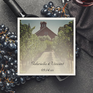 Vineyard and Rustic Red Barn Wedding Napkin