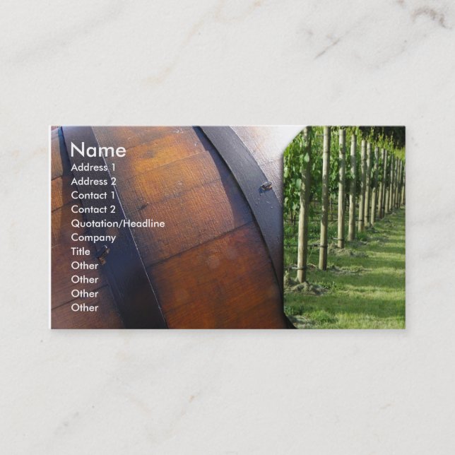 Vineyard and Wine Barrel Business Card (Front)
