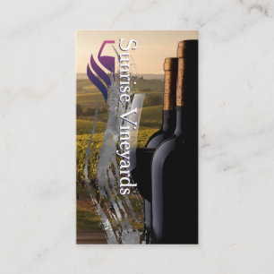 Vineyard Background Wine Bottles Glass Business Card