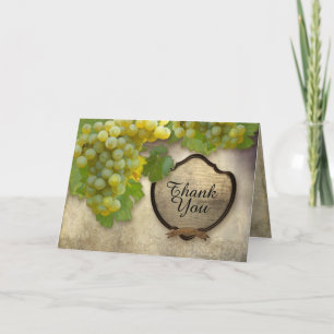 Vineyard Chardonnay Green Grape Vines Elegant Thank You Card