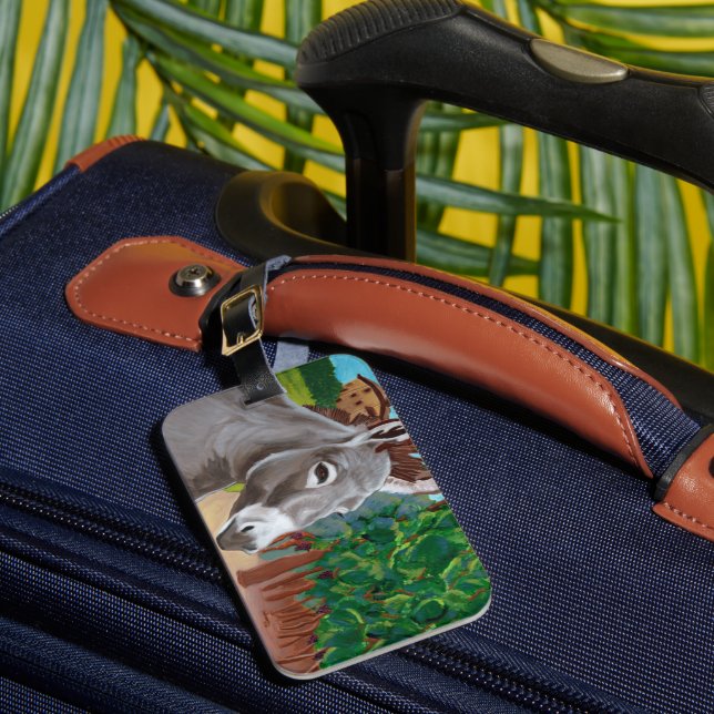Vineyard Donkey Luggage Tag (Front Insitu 1)